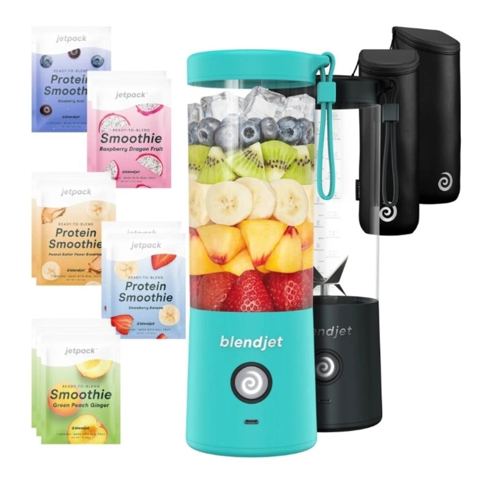 BLENDJET 2 PORTABLE BLENDER RECHARGEABLE IN MINT GREEN OR BLACK 5 SMOOTHIE MIXES